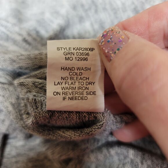 Anthropologie Fig & Flower Heather Gray Embroidered Tie Front Blouse Wm Sz PL - Picture 8 of 12